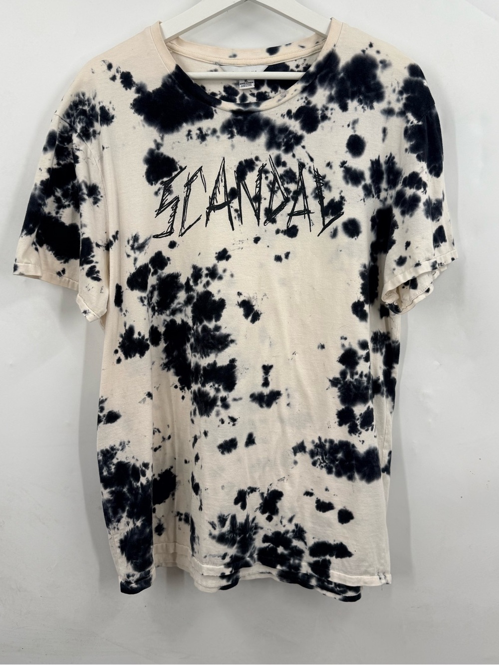 Eleven Paris T Shirt  Black and Cream Tie-Dye 'Scandal' Short Sleeve Tee Size XL